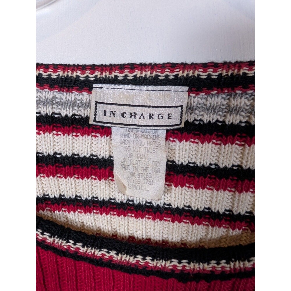 VINTAGE 90s In Charge Striped Sweater Womens Knit Cotton - Picture 3 of 8